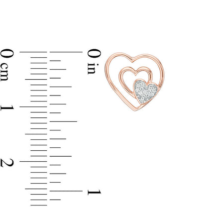 0.05 CT. T.W. Diamond Triple Heart Stud Earrings in 10K Rose Gold