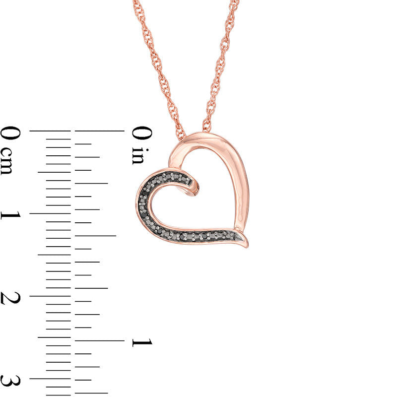 Enhanced Black Natural Diamond Accent Tilted Loop Heart Outline Pendant in 10K Rose Gold