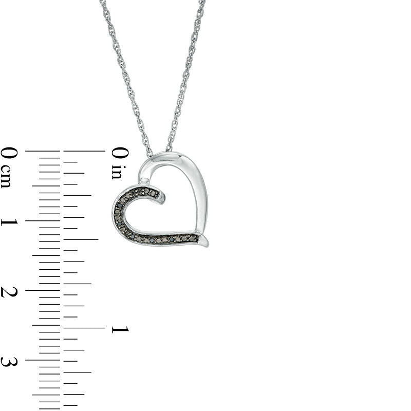 Enhanced Black Natural Diamond Accent Tilted Loop Heart Outline Pendant in 10K White Gold