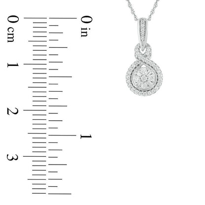 0.2 CT. T.W. Baguette and Round Natural Diamond Frame Twist Pendant in 10K White Gold