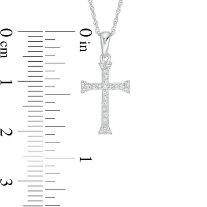 0.1 CT. T.W. Natural Diamond Flared Cross Pendant in 10K White Gold