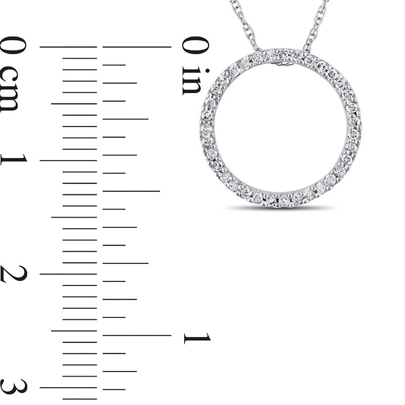 0.13 CT. T.W. Natural Diamond Open Circle Pendant in 10K White Gold - 17"