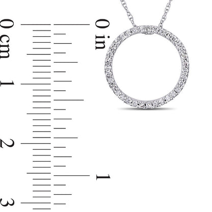 0.13 CT. T.W. Natural Diamond Open Circle Pendant in 10K White Gold - 17"