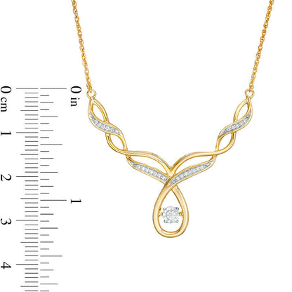 Unstoppable Love™ 0.17 CT. T.W. Natural Diamond Twist Necklace in 10K Yellow Gold - 16.5"
