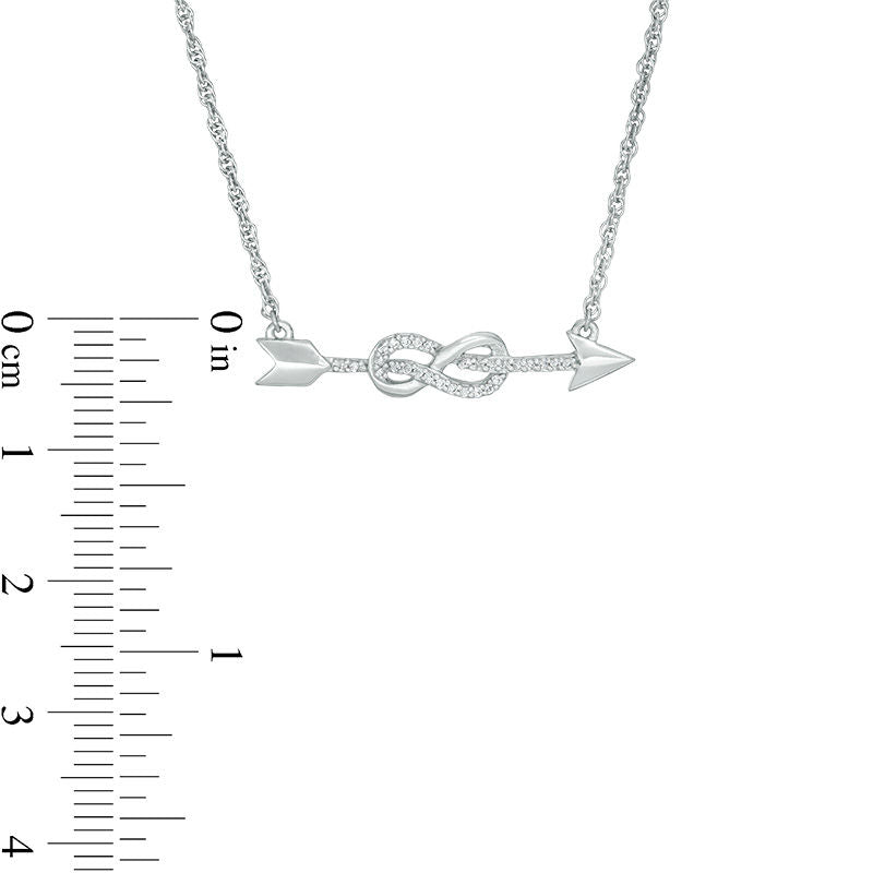 0.07 CT. T.W. Natural Diamond Arrow Infinity Knot Necklace in Sterling Silver - 16.75"