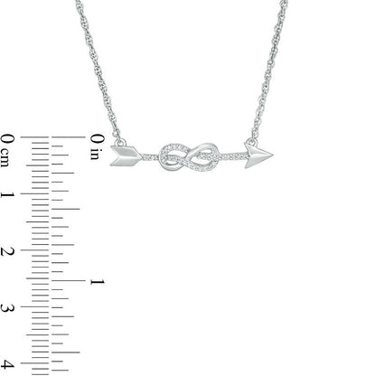 0.07 CT. T.W. Natural Diamond Arrow Infinity Knot Necklace in Sterling Silver - 16.75"