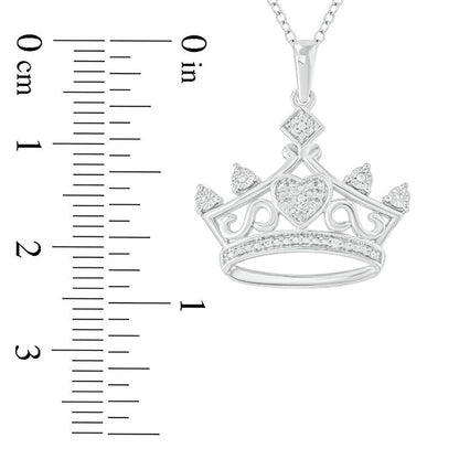 Natural Diamond Accent Heart Crown Pendant in Sterling Silver