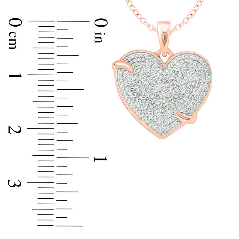 Natural Diamond Accent Composite Heart Pendant in Sterling Silver with 14K Rose Gold Plate