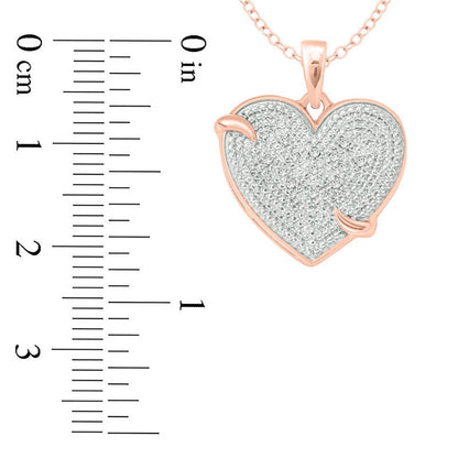 Natural Diamond Accent Composite Heart Pendant in Sterling Silver with 14K Rose Gold Plate