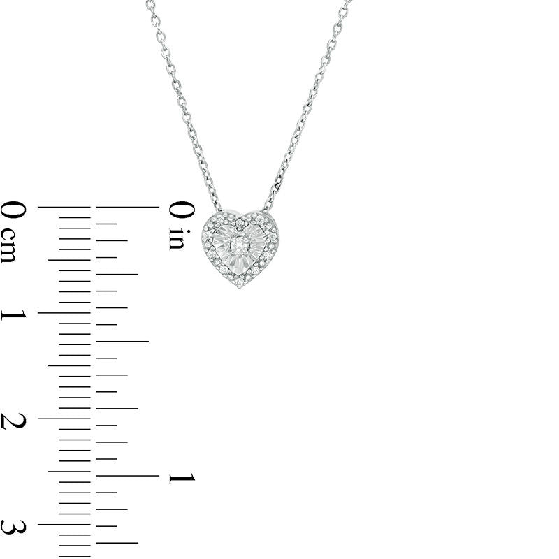 0.05 CT. T.W. Natural Diamond Heart-Shaped Frame Necklace in Sterling Silver