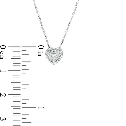 0.05 CT. T.W. Natural Diamond Heart-Shaped Frame Necklace in Sterling Silver