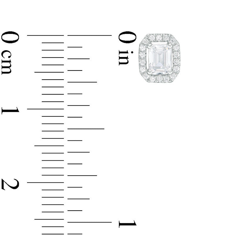 0.5 CT. T.W. Certified Emerald-Cut Diamond Octagon Frame Stud Earrings in 14K White Gold (I/I1)