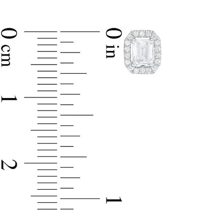 0.5 CT. T.W. Certified Emerald-Cut Diamond Octagon Frame Stud Earrings in 14K White Gold (I/I1)