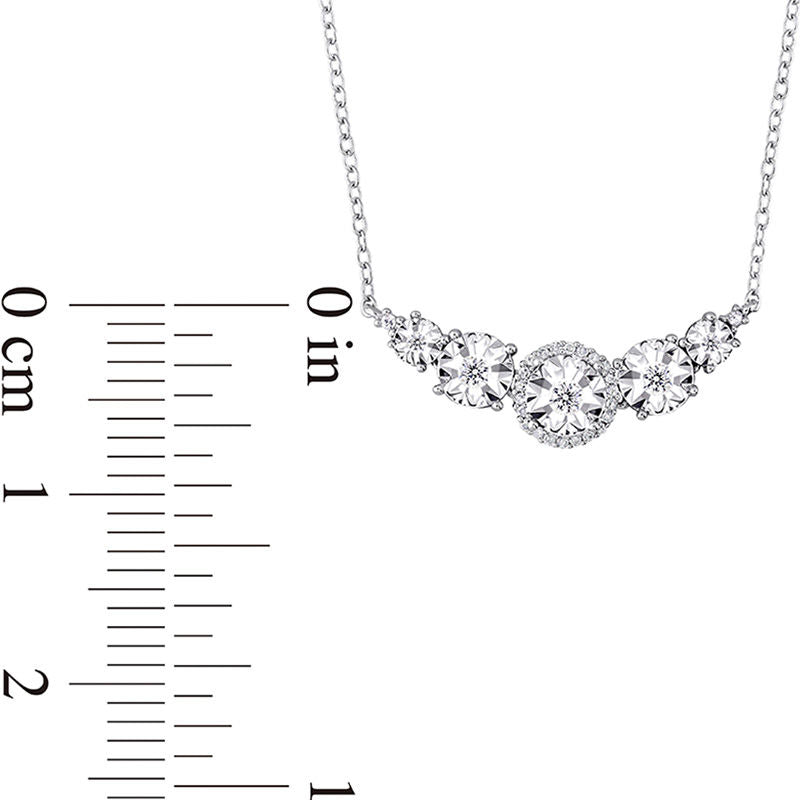 0.17 CT. T.W. Natural Diamond Curve Necklace in Sterling Silver - 17"