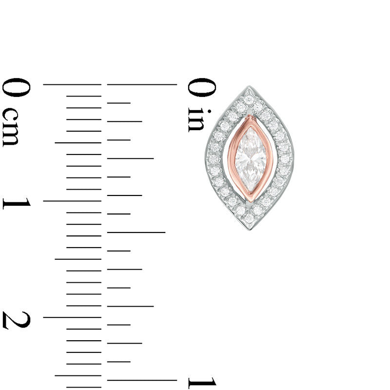 0.5 CT. T.W. Certified Marquise Diamond Frame Stud Earrings in 14K Two-Tone Gold (I/I1)