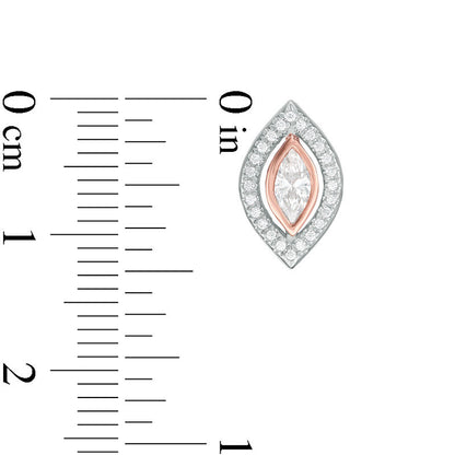 0.5 CT. T.W. Certified Marquise Diamond Frame Stud Earrings in 14K Two-Tone Gold (I/I1)