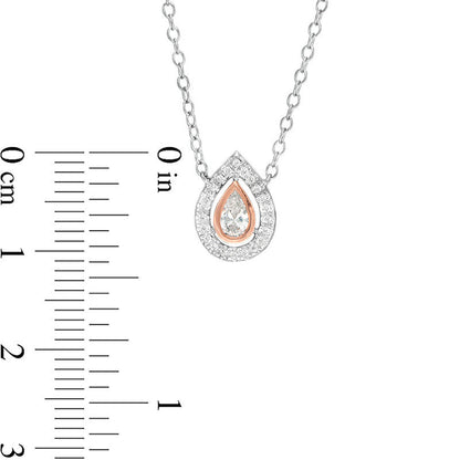 0.25 CT. T.W. Certified Pear-Shaped Natural Diamond Frame Necklace in 14K Two-Tone Gold (I/I1)