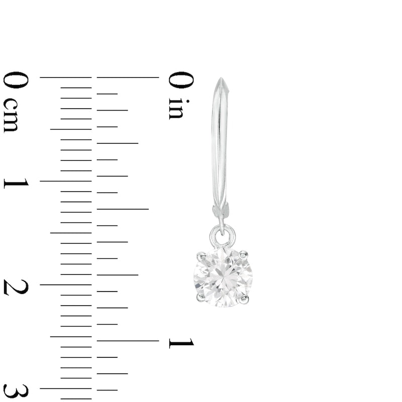 1.38 CT. T.W. Certified Diamond Solitaire Drop Hoop Earrings in 14K White Gold (I/VS2)