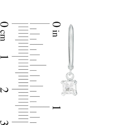 0.5 CT. T.W. Certified Princess-Cut Diamond Solitaire Drop Hoop Earrings in 14K White Gold (I/VS2)