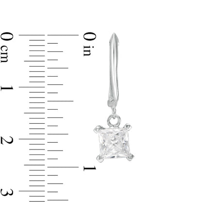 2 CT. T.W. Certified Princess-Cut Diamond Solitaire Drop Hoop Earrings in 14K White Gold (I/VS2)