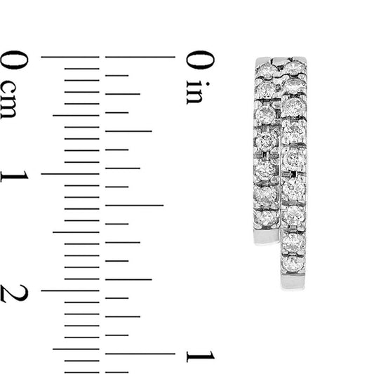 0.63 CT. T.W. Diamond Staggered Double Row Hoop Earrings in 14K White Gold