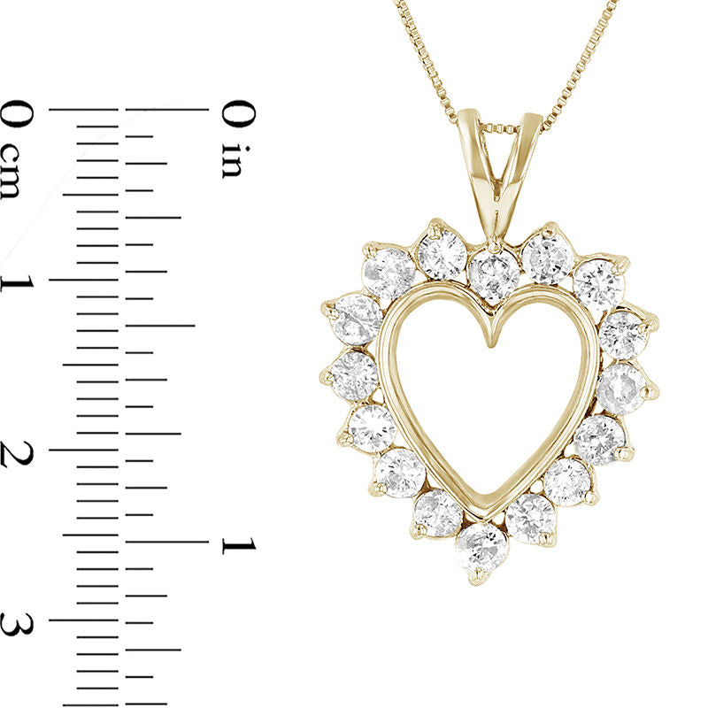 0.75 CT. T.W. Natural Diamond Sunburst Heart Outline Pendant in 14K Gold