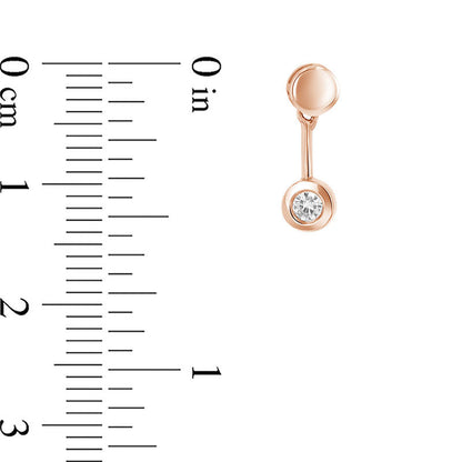 0.17 CT. T.W. Diamond Bezel-Set Solitaire Pendulum Drop Earrings in 14K Rose Gold