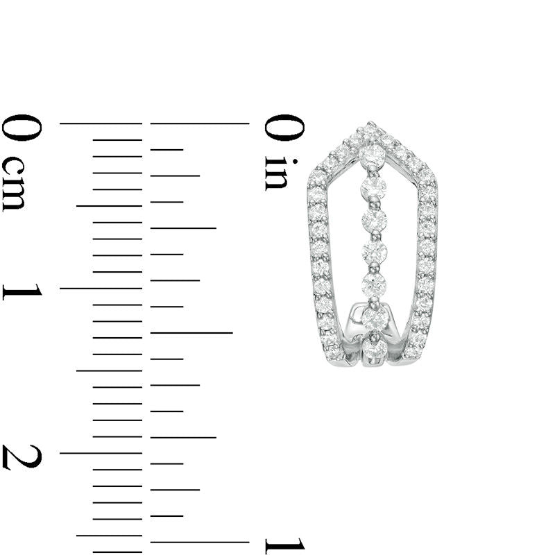 0.5 CT. T.W. Diamond Linear Drop and Arrow J-Hoop Earrings in 10K White Gold
