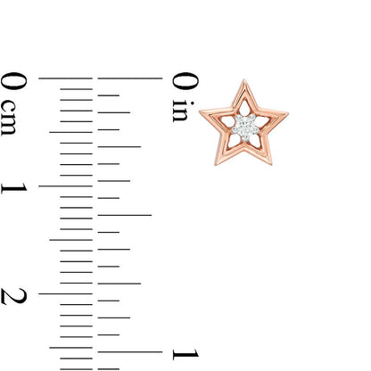 0.05 CT. T.W. Diamond Solitaire Star Stud Earrings in 10K Rose Gold