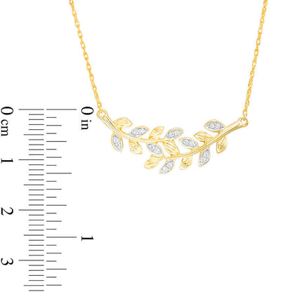 0.07 CT. T.W. Natural Diamond Leaf Vine Necklace in 10K Yellow Gold