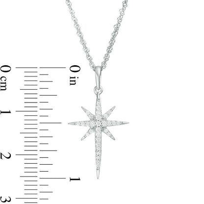 0.13 CT. T.W. Natural Diamond Eight-Point Star Pendant in 10K White Gold