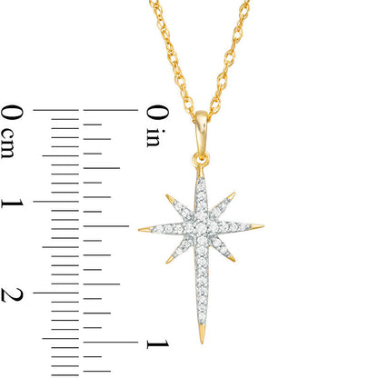 0.13 CT. T.W. Natural Diamond Eight-Point Star Pendant in 10K Yellow Gold