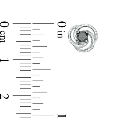 0.25 CT. T.W. Enhanced Black Diamond Solitaire Love Knot Stud Earrings in 10K White Gold