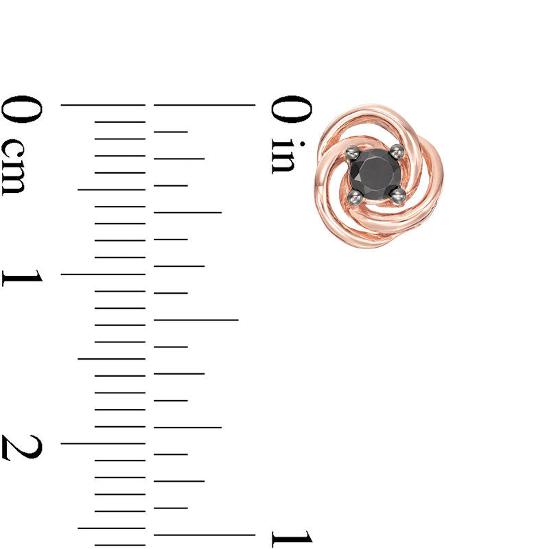 0.25 CT. T.W. Enhanced Black Diamond Solitaire Love Knot Stud Earrings in 10K Rose Gold
