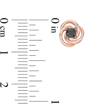0.25 CT. T.W. Enhanced Black Diamond Solitaire Love Knot Stud Earrings in 10K Rose Gold