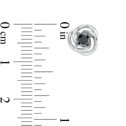 0.5 CT. T.W. Enhanced Black Diamond Solitaire Love Knot Stud Earrings in 10K White Gold