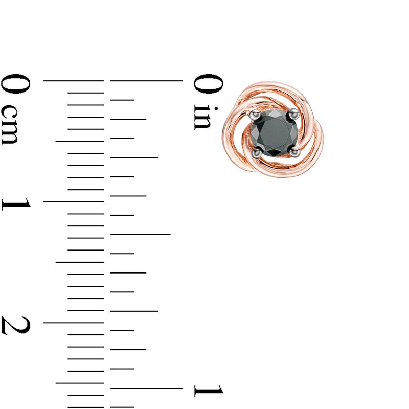 0.5 CT. T.W. Enhanced Black Diamond Solitaire Love Knot Stud Earrings in 10K Rose Gold