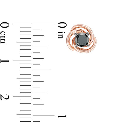 0.5 CT. T.W. Enhanced Black Diamond Solitaire Love Knot Stud Earrings in 10K Rose Gold
