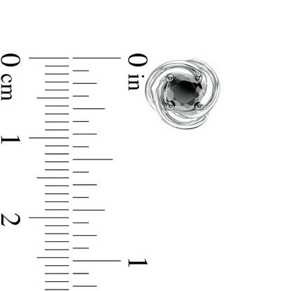 0.63 CT. T.W. Enhanced Black Diamond Solitaire Love Knot Stud Earrings in 10K White Gold