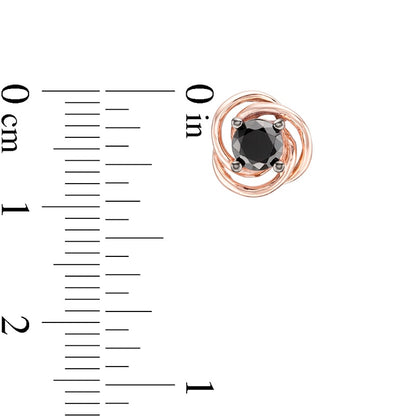 0.63 CT. T.W. Enhanced Black Diamond Solitaire Love Knot Stud Earrings in 10K Rose Gold