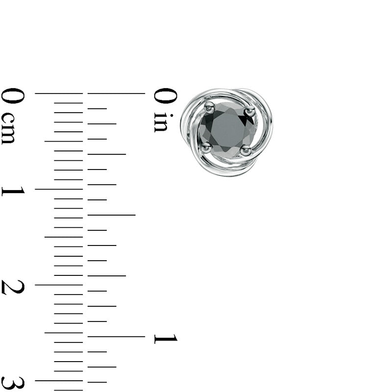 1 CT. T.W. Enhanced Black Diamond Solitaire Love Knot Stud Earrings in 10K White Gold