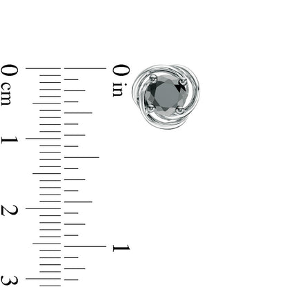 1 CT. T.W. Enhanced Black Diamond Solitaire Love Knot Stud Earrings in 10K White Gold