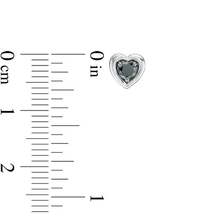 0.25 CT. T.W. Enhanced Black Diamond Solitaire Heart Stud Earrings in 10K White Gold