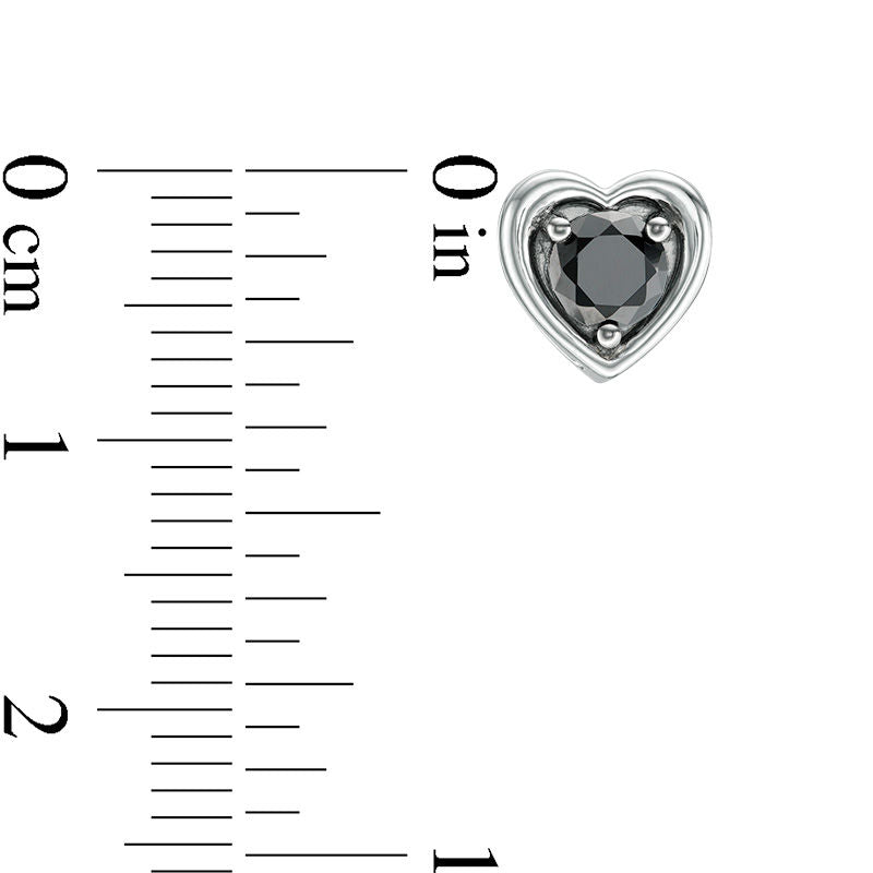 0.63 CT. T.W. Enhanced Black Diamond Solitaire Heart Stud Earrings in 10K White Gold