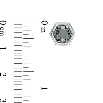 1 CT. T.W. Enhanced Black Diamond Solitaire Hexagon Stud Earrings in 10K White Gold