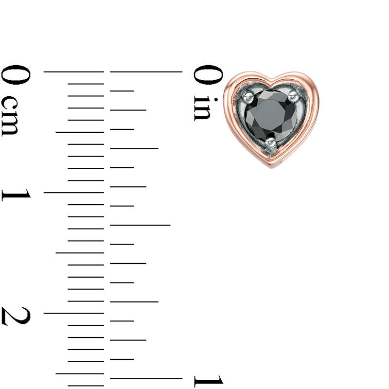 0.63 CT. T.W. Enhanced Black Diamond Solitaire Heart Stud Earrings in 10K Rose Gold