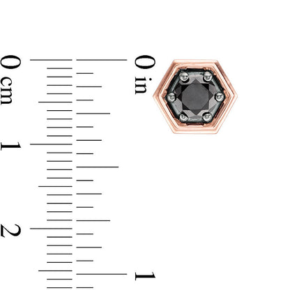 1 CT. T.W. Enhanced Black Diamond Solitaire Hexagon Stud Earrings in 10K Rose Gold