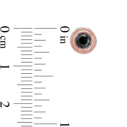 0.5 CT. T.W. Enhanced Black Diamond Bezel-Set Solitaire Vintage-Style Stud Earrings in 10K Rose Gold