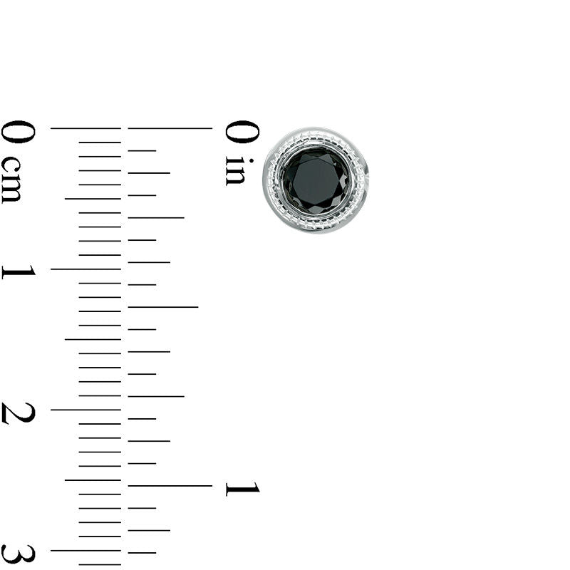 0.63 CT. T.W. Enhanced Black Diamond Bezel-Set Solitaire Vintage-Style Stud Earrings in 10K White Gold