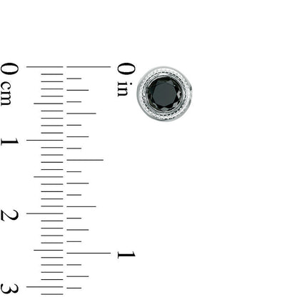 0.63 CT. T.W. Enhanced Black Diamond Bezel-Set Solitaire Vintage-Style Stud Earrings in 10K White Gold